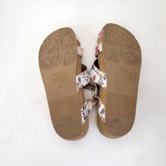 Spring Step L'Artiste Women's Floral Cork Sole Sandals With Adjustable Buckle Si - Picture 4 of 7